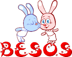 Niebieski króliczek całuje koleżankę